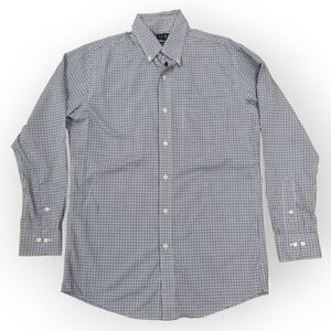 Ralph Lauren slim fit blue gray button down dress casual shirt size 15 32-33